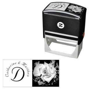 Elegant Roses Wedding Self-inking Stamp
