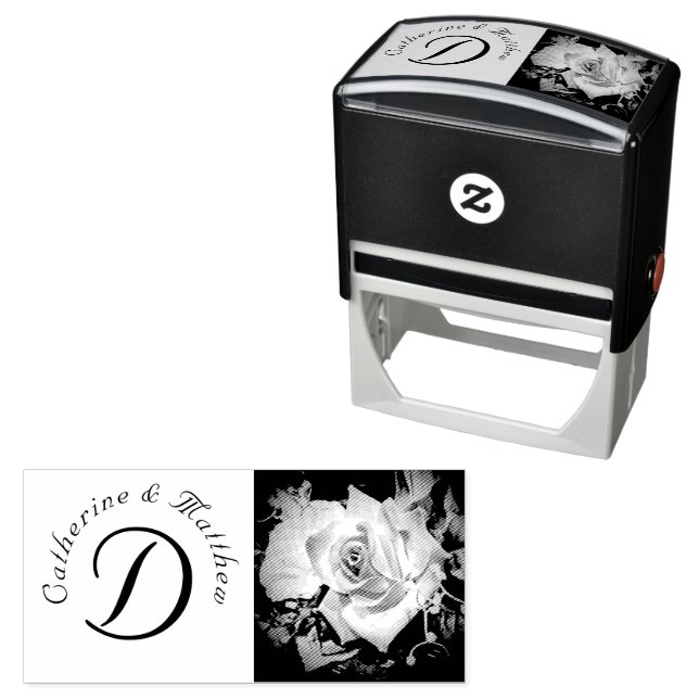 Elegant Roses Wedding Self-inking Stamp (In Situ)
