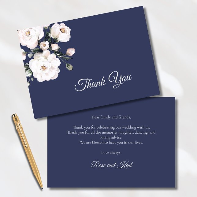 Elegant Roses | White Floral Purple Wedding Thank You Card (Creator Uploaded)