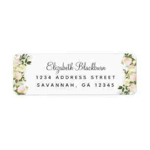Elegant Roses White Wedding Return Address