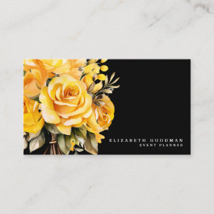Elegant Roses Yellow Black Flowers Business Cards