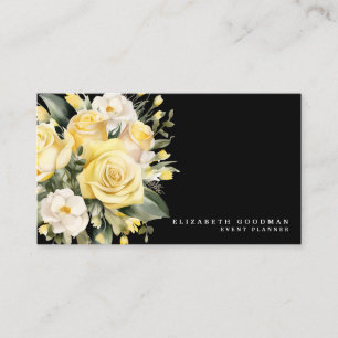 Elegant Roses Yellow Black Flowers Business Cards