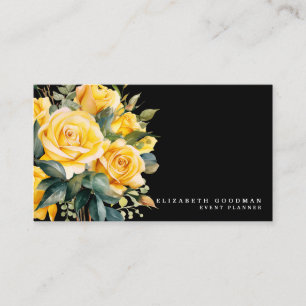 Elegant Roses Yellow Black Flowers Business Cards
