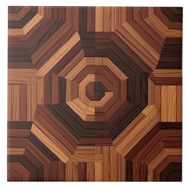 Elegant Rosewood Seamless Pattern Ceramic Tile (Front)