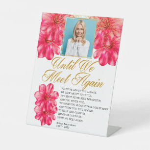 Elegant Rosy Floral Funeral Memorial Poem Pedestal Sign