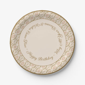 Elegant Rosy Pink Floral Paper Plate