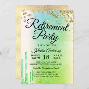 Elegant Rosy Sparkly Glitter Retirement Party  Inv Invitation