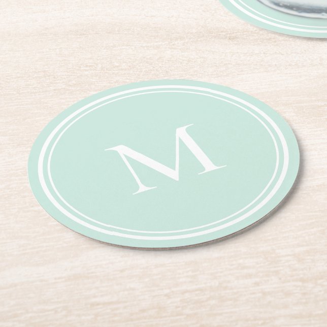 Elegant Round Circle Monogram Round Paper Coaster (Creator Uploaded)