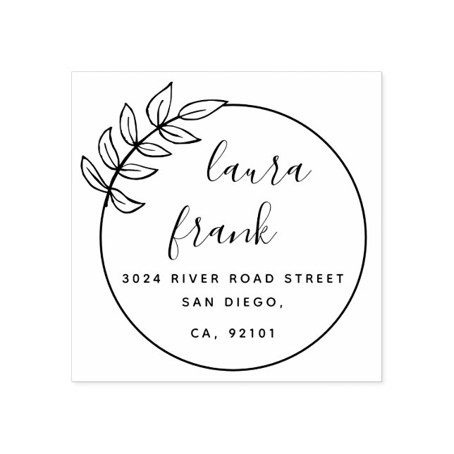 Elegant Round Couple Names Wedding Return Address Rubber Stamp (Imprint)