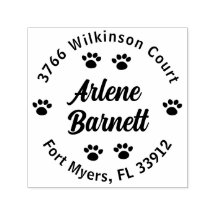 Elegant Round Dog Paw Prints Return Address