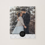 Elegant Round Frame Monogram Photo Jigsaw Puzzle<br><div class="desc">Modern monogram and personalised photo design.</div>