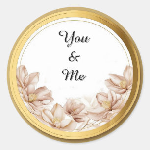 Elegant Round Frame with Floral Accents Classic Round Sticker