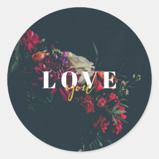 Elegant Round Sticker - Romantic Floral