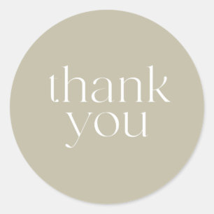 Elegant Round Stone Beige Thank You, Seal, Sticker