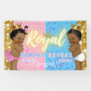 Elegant Royal African Gender Reveal Pink & Blue Banner