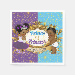 Elegant Royal African Gender Reveal Purple & Blue Napkin