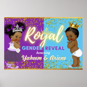 Elegant Royal African Gender Reveal Purple & Blue Poster
