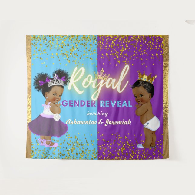 Elegant Royal African Gender Reveal Purple & Blue Tapestry (Front (Horizontal))