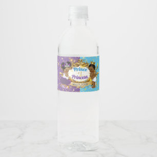 Elegant Royal African Gender Reveal Purple & Blue Water Bottle Label
