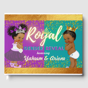 Elegant Royal African Gender Reveal Purple & Teal Guest Book