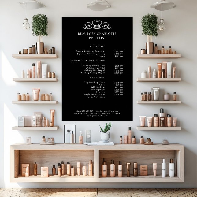 Elegant, royal, black price list poster (Creator Uploaded)