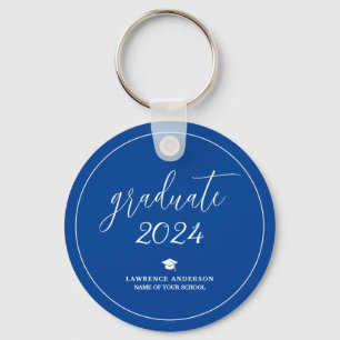 Elegant Royal Blue 2024 Graduate Graduation Key Ring