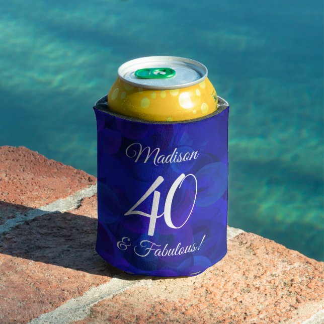 Elegant Royal Blue 40 and Fabulous Birthday Party Can Cooler (In Situ Pool)
