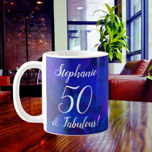 Elegant Royal Blue 50 and Fabulous Birthday Coffee Mug