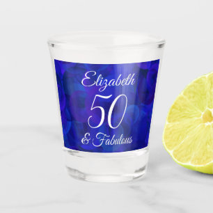 Elegant Royal Blue 50 and Fabulous Birthday Party Shot Glass