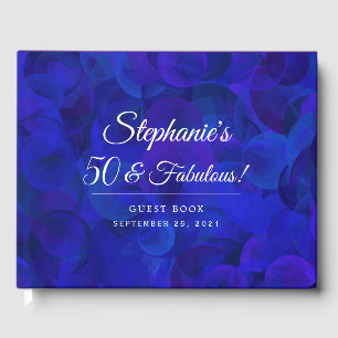 Elegant Royal Blue 50 & Fabulous Birthday Party Guest Book