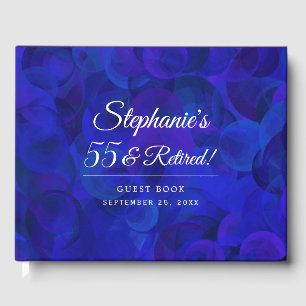 Elegant Royal Blue 55 and Retired Birthday Party Guest Book