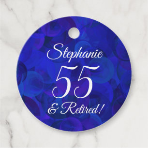 Elegant Royal Blue 55 and Retired Retirement Favour Tags
