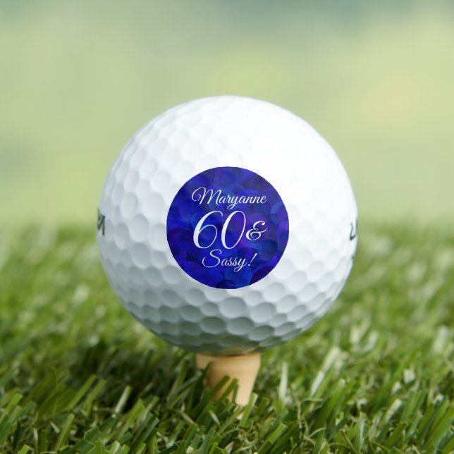 Elegant Royal Blue 60 and Sassy Birthday Party Golf Balls (Insitu Tee)