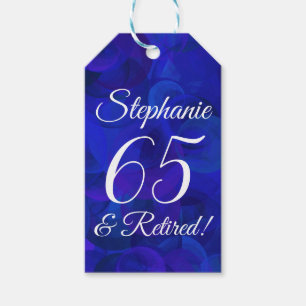 Elegant Royal Blue 65 and Retired Retirement Gift Tags