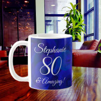 Elegant Royal Blue 80 and Amazing Birthday