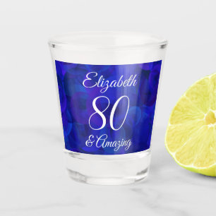 Elegant Royal Blue 80 and Amazing Birthday Party Shot Glass