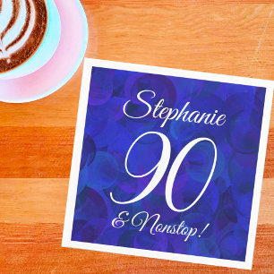 Elegant Royal Blue 90 and Nonstop Birthday Party Napkin