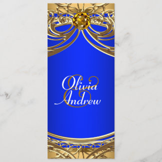 Elegant Royal Blue and Gold Wedding Invitation