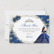 Elegant Royal Blue and Silver Roses Quinceañera