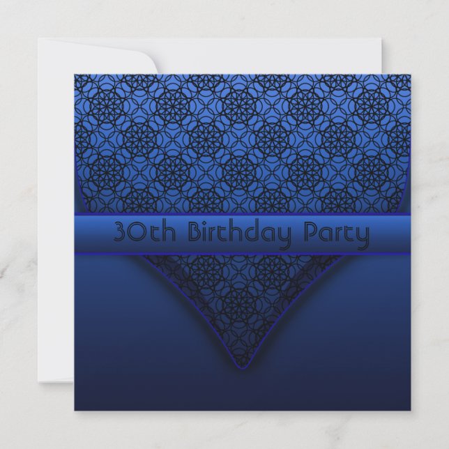 Elegant Royal Blue Birthday Party Invitations (Front)