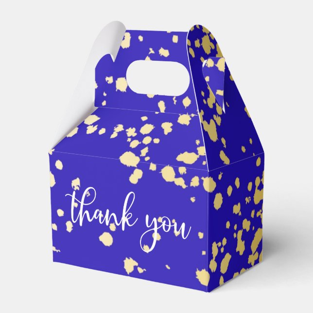 Elegant Royal Blue Blonde Gold Glitter Favour Box (Front Side)