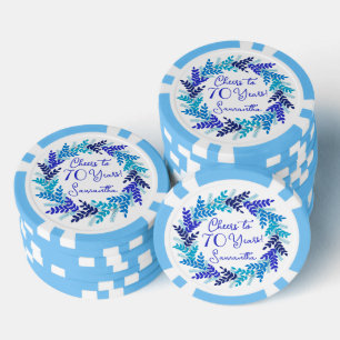Elegant Royal Blue Cheers to 70 Years Birthday Poker Chips