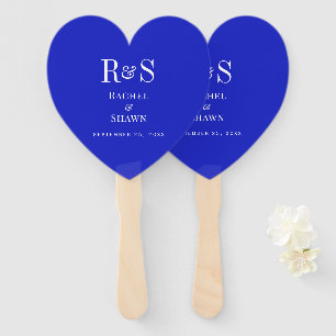 Elegant Royal Blue Chic Modern Monogram Wedding Hand Fan