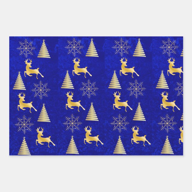 Elegant Royal Blue Christmas  Wrapping Paper Sheet (Front)