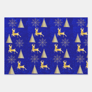 Elegant Royal Blue Christmas Wrapping  Paper Sheet