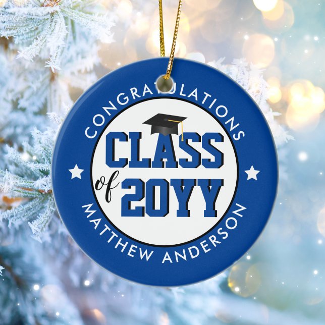 Elegant Royal Blue Class of 2026 Graduation Ceramic Tree Decoration (Creator Uploaded)