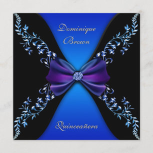 Elegant Royal Blue Diamond Bow Invitation