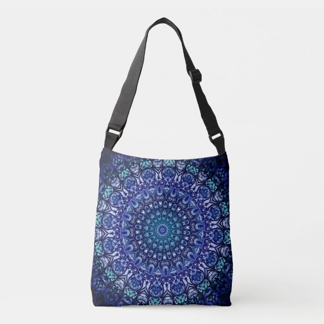 Elegant Royal Blue Floral Damask Pattern   Crossbody Bag (Front)