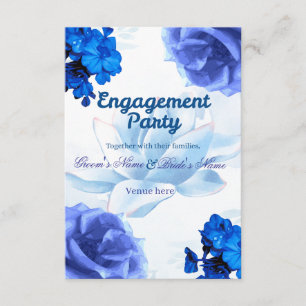 Elegant Royal Blue Floral Engagement Party Invitation