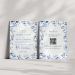 Elegant Royal Blue Floral Garden QR Code Wedding Invitation<br><div class="desc">Elegant royal blue floral calligraphy QR code all-in-one wedding invitation.</div>